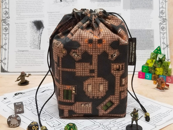 Dark Dungeon Map Dice Bag with Pockets