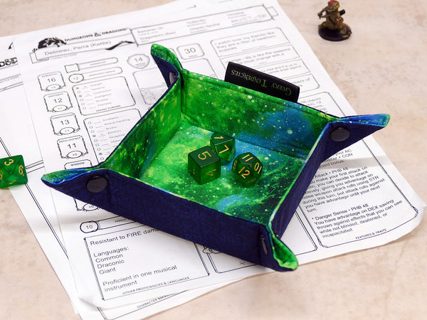 Green Nebula RPG Bundle - Dice Bag, Dice Tray & Spellbook