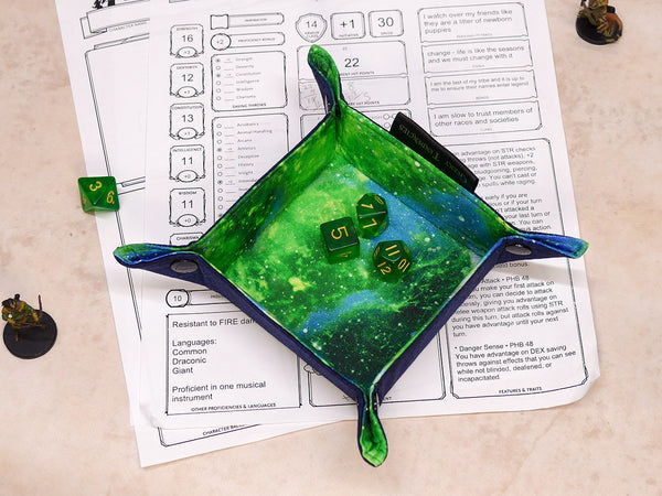 Small Green Nebula Collapsible Dice Tray