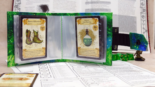 Green Nebula RPG Bundle - Dice Bag, Dice Tray & Spellbook