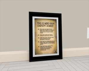 Framed mockup of the "This is Mine Own Eminient Domain" poster