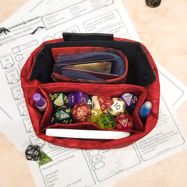 Red Dragon Dice Bag Bundle - Bag, Small Tray, Spellbook Set