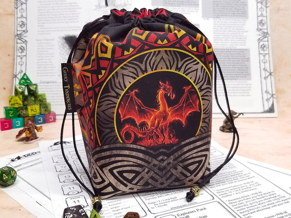 Red Dragon Dice Bag Bundle - Bag, Small Tray, Spellbook Set