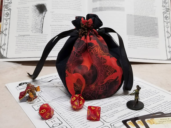 Small Red Dragon Dice Bag
