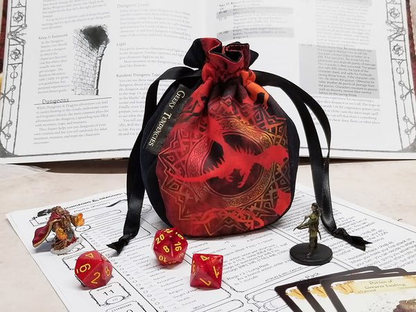 Small Red Dragon Dice Bag