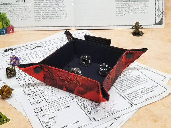 Red Flying Dragons Collapsible Dice Tray